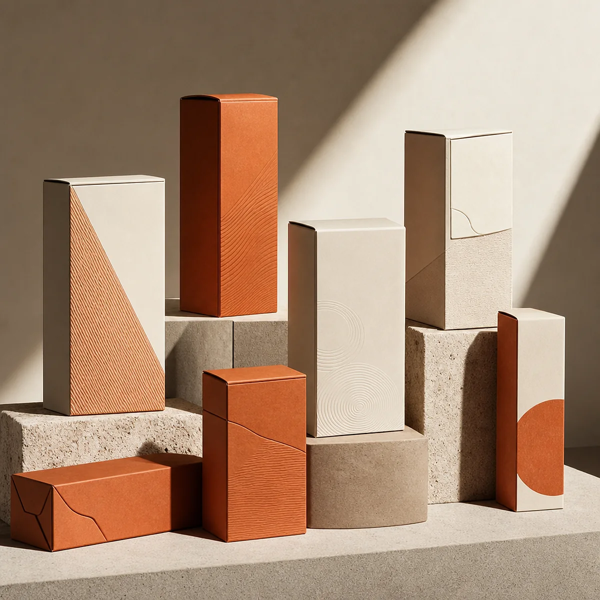 Cosmetic folding carton with foil accent and soft-touch finish