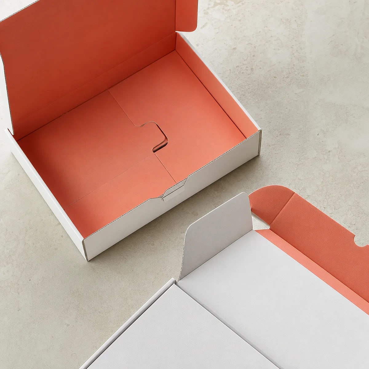 PR unboxing box with a fitted tray holding product in place
