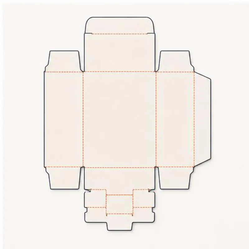 1-2-3 Bottom Tuck Top Boxes — flat dieline layout with fold and cut lines