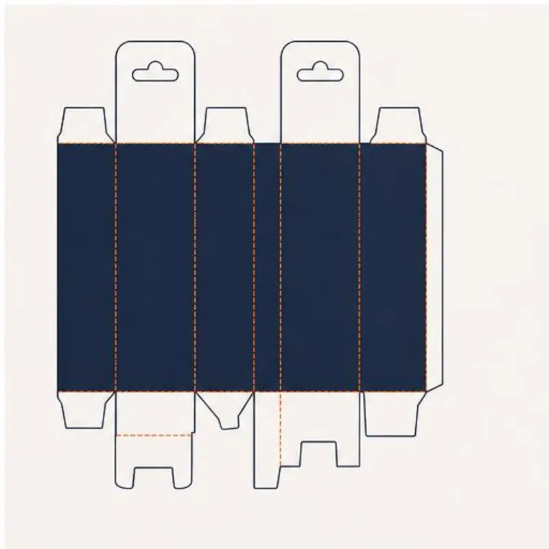 Five Panel Hanger Auto Bottom Boxes — flat dieline layout with fold and cut lines