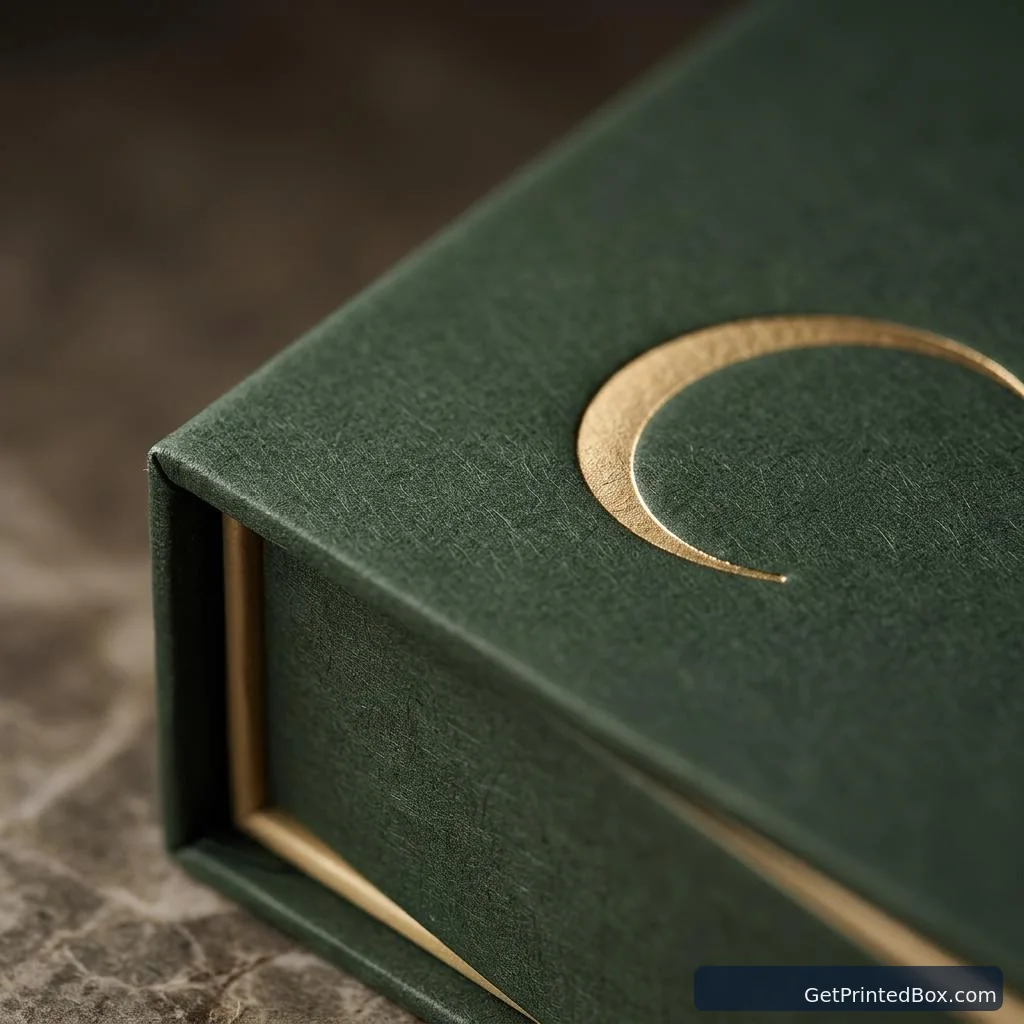 Flat-Pack Luxury Gift Set — close-up of the logo mark, board texture, and print finish