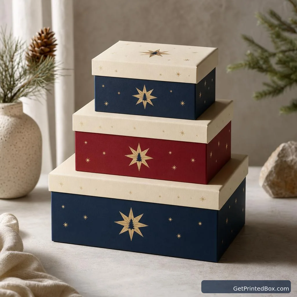 Holiday Keepsake Gift Box Suite — printed packaging with a fictional brand identity